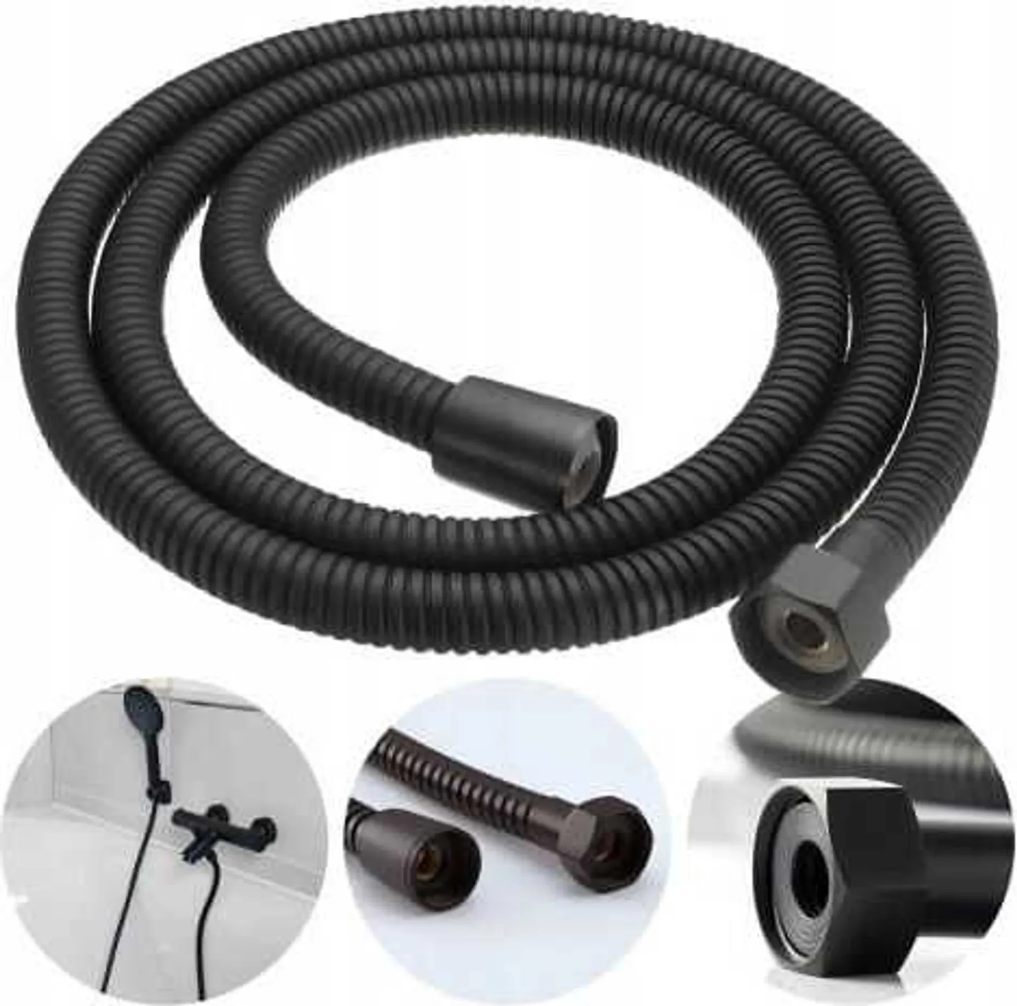 Konischer Brauseschlauch – Schwarz, 120 cm